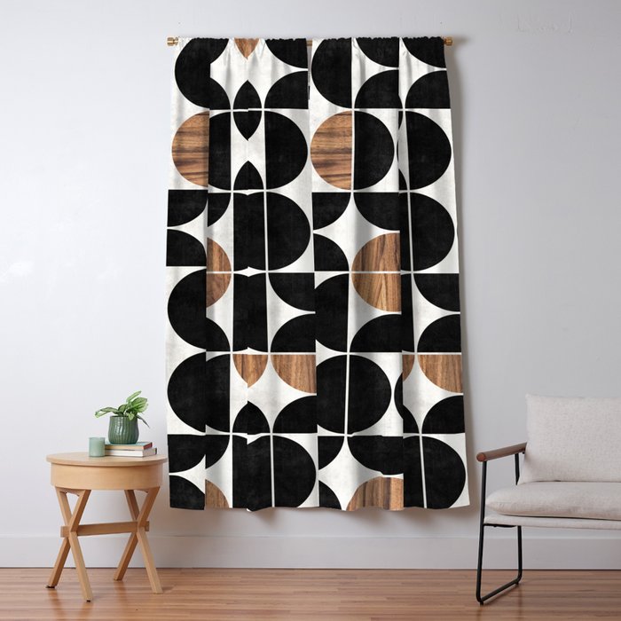 Mid-Century Modern Pattern No.1 - Concrete and Wood Window Curtain Gallery Image 5