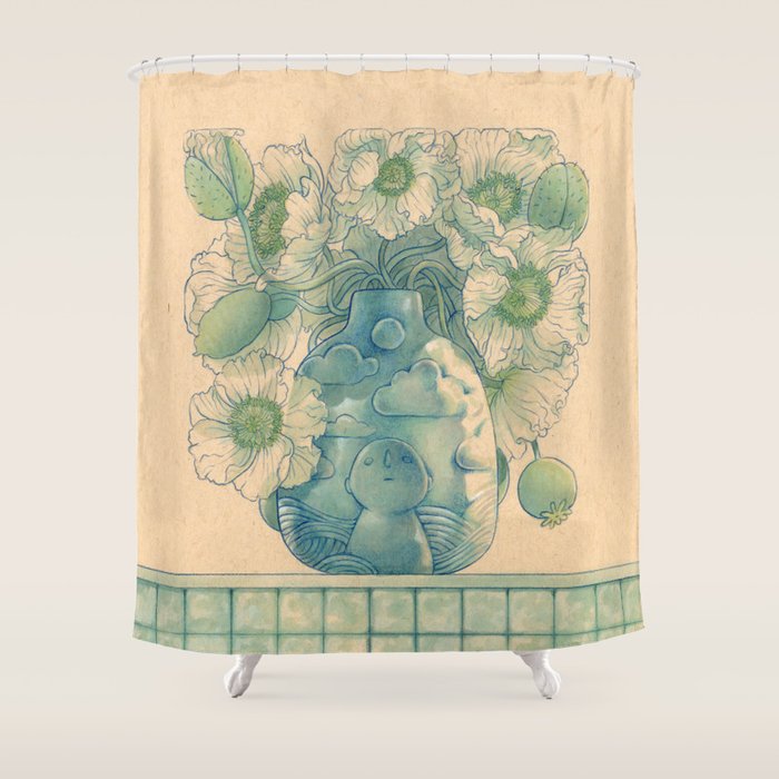Blue Bud Vase Shower Curtain Gallery Image 1