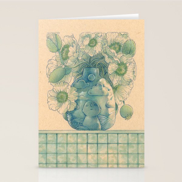 Blue Bud Vase Stationery Card Gallery Image 1