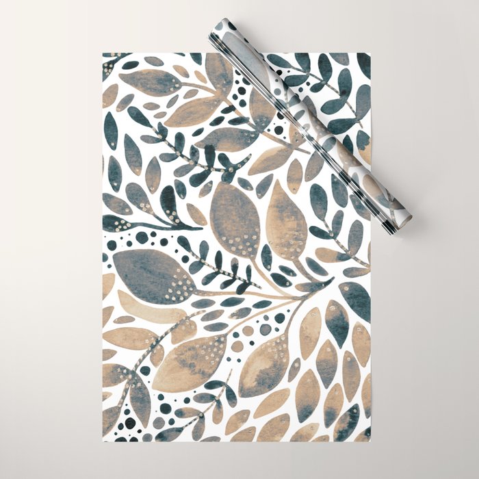 Watercolor branches and leaves - neutral Wrapping Paper Gallery Image 1
