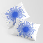 Royal Blue Mid Century Modern Minimal Sunburst Retro Sun Pillow Sham Gallery Image 3