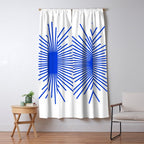 Royal Blue Mid Century Modern Minimal Sunburst Retro Sun Window Curtain Gallery Image 5