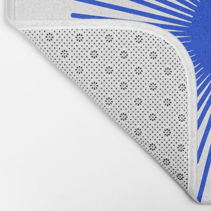 Royal Blue Mid Century Modern Minimal Sunburst Retro Sun Bath Mat Gallery Image 2