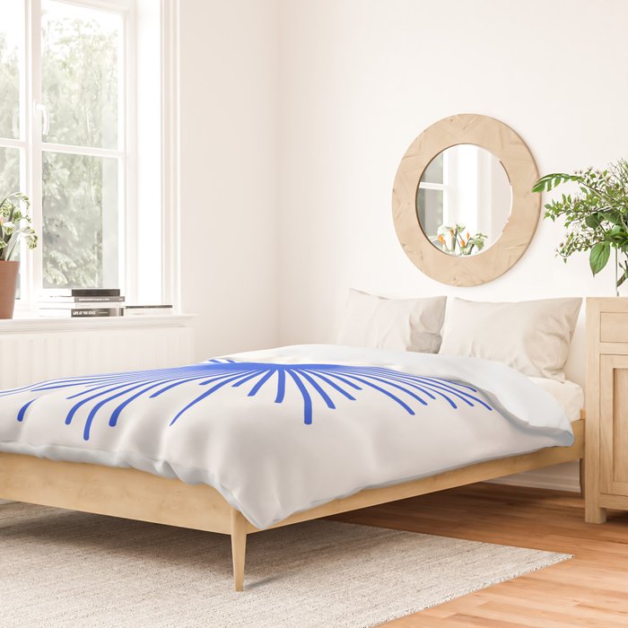 Royal Blue Mid Century Modern Minimal Sunburst Retro Sun Duvet Cover Gallery Image 2