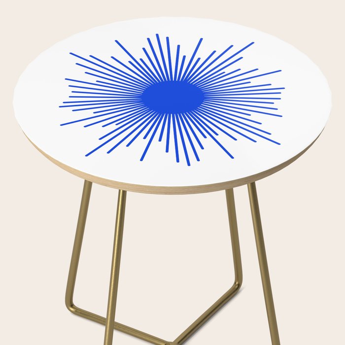 Royal Blue Mid Century Modern Minimal Sunburst Retro Sun Side Table Gallery Image 2