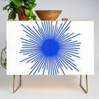 Royal Blue Mid Century Modern Minimal Sunburst Retro Sun Credenza Gallery Image 1