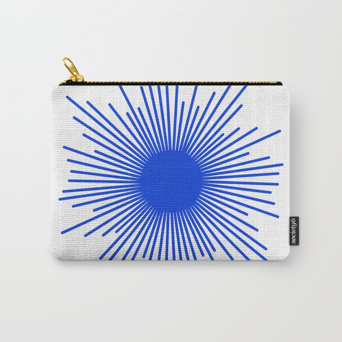 Royal Blue Mid Century Modern Minimal Sunburst Retro Sun Carry All Pouch Gallery Image 1