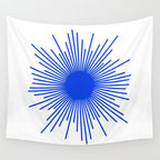 Royal Blue Mid Century Modern Minimal Sunburst Retro Sun Wall Tapestry Gallery Image 4