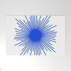 Royal Blue Mid Century Modern Minimal Sunburst Retro Sun Welcome Mat Gallery Image 1