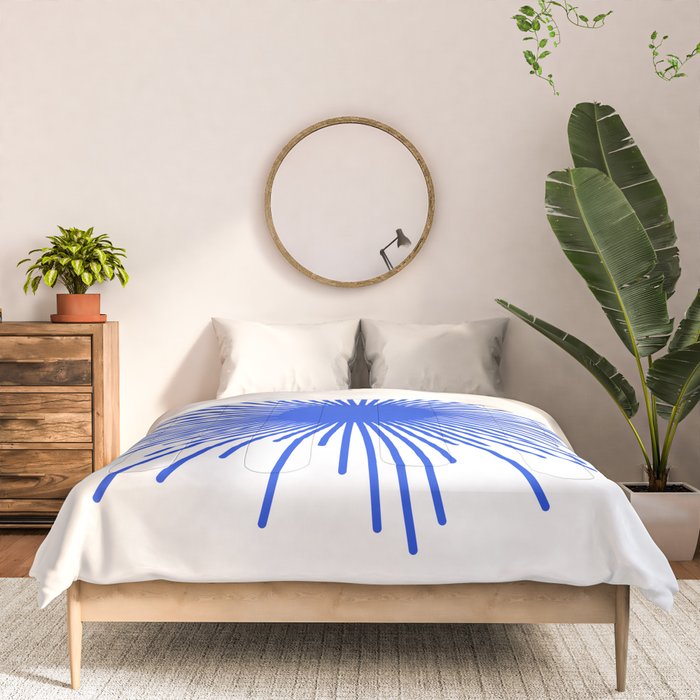 Royal Blue Mid Century Modern Minimal Sunburst Retro Sun Comforter Gallery Image 3