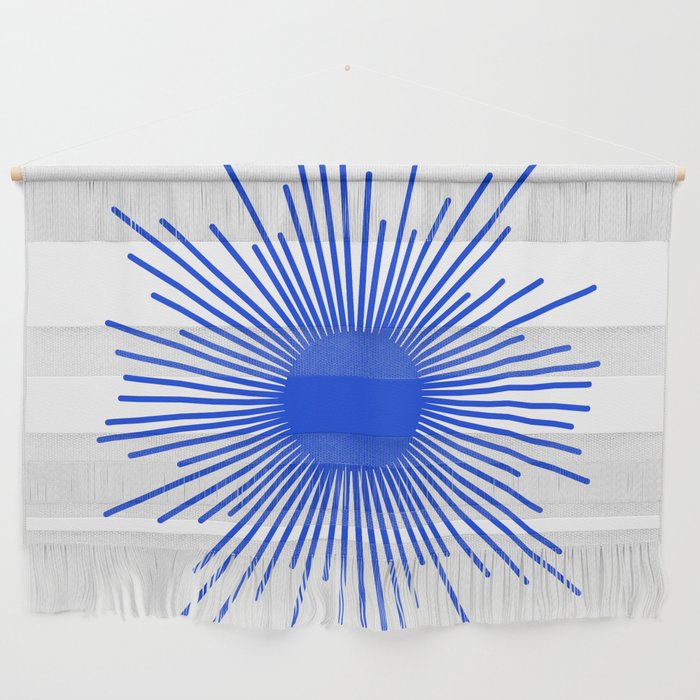 Royal Blue Mid Century Modern Minimal Sunburst Retro Sun Wall Hanging Gallery Image 1