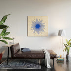 Royal Blue Mid Century Modern Minimal Sunburst Retro Sun Wood Wall Art Gallery Image 2
