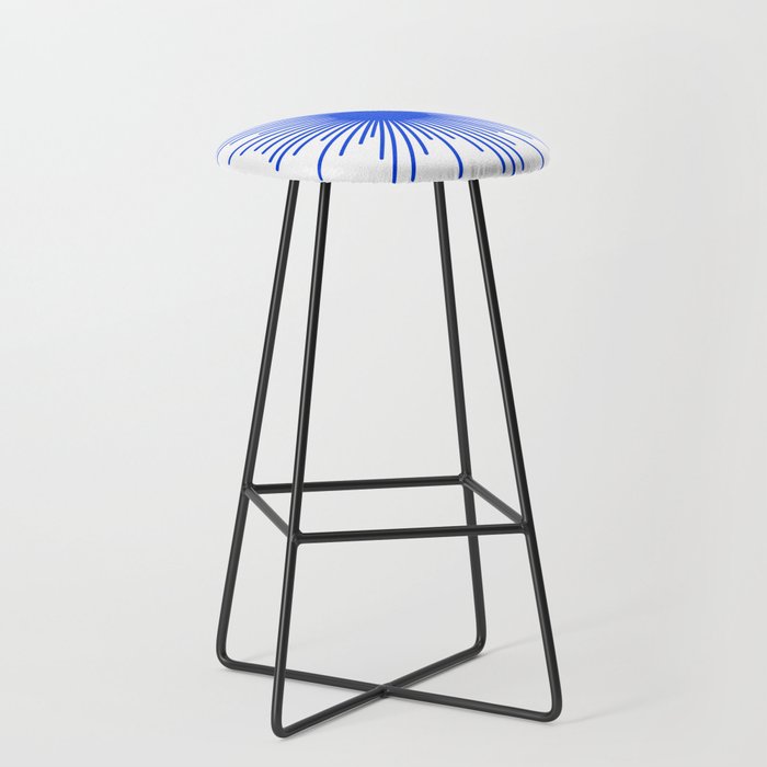 Royal Blue Mid Century Modern Minimal Sunburst Retro Sun Stool Gallery Image 1