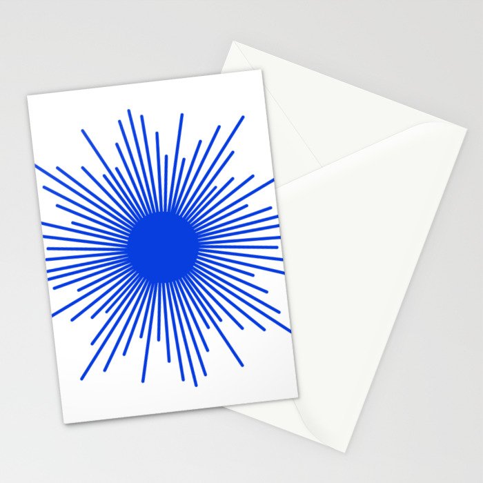 Royal Blue Mid Century Modern Minimal Sunburst Retro Sun Stationery Card Gallery Image 2
