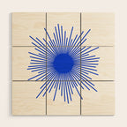 Royal Blue Mid Century Modern Minimal Sunburst Retro Sun Wood Wall Art Gallery Image 1