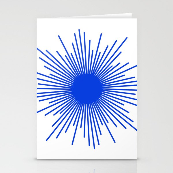 Royal Blue Mid Century Modern Minimal Sunburst Retro Sun Stationery Card Gallery Image 1