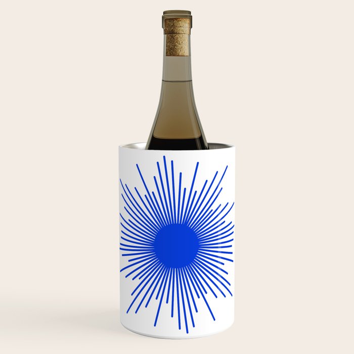 Royal Blue Mid Century Modern Minimal Sunburst Retro Sun Wine Chiller Gallery Image 1