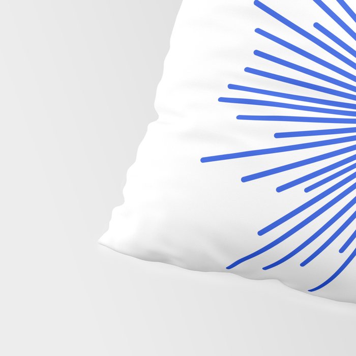 Royal Blue Mid Century Modern Minimal Sunburst Retro Sun Pillow Sham Gallery Image 4