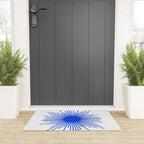 Royal Blue Mid Century Modern Minimal Sunburst Retro Sun Welcome Mat Gallery Image 3