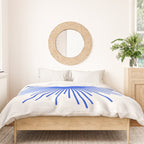 Royal Blue Mid Century Modern Minimal Sunburst Retro Sun Duvet Cover Gallery Image 3