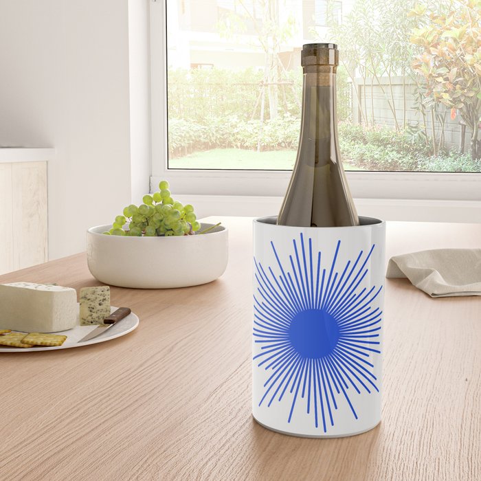 Royal Blue Mid Century Modern Minimal Sunburst Retro Sun Wine Chiller Gallery Image 4