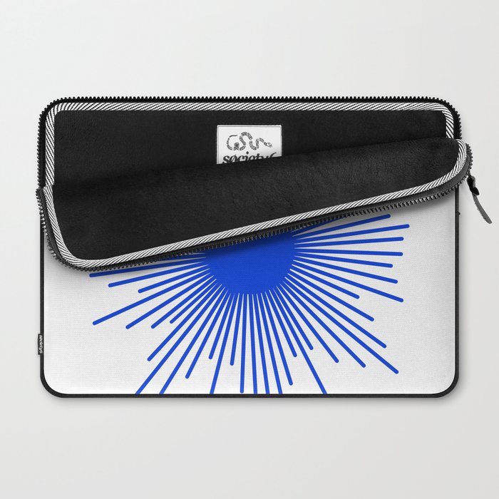 Royal Blue Mid Century Modern Minimal Sunburst Retro Sun Laptop Sleeve Gallery Image 2