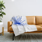 Royal Blue Mid Century Modern Minimal Sunburst Retro Sun Throw Blanket Gallery Image 1