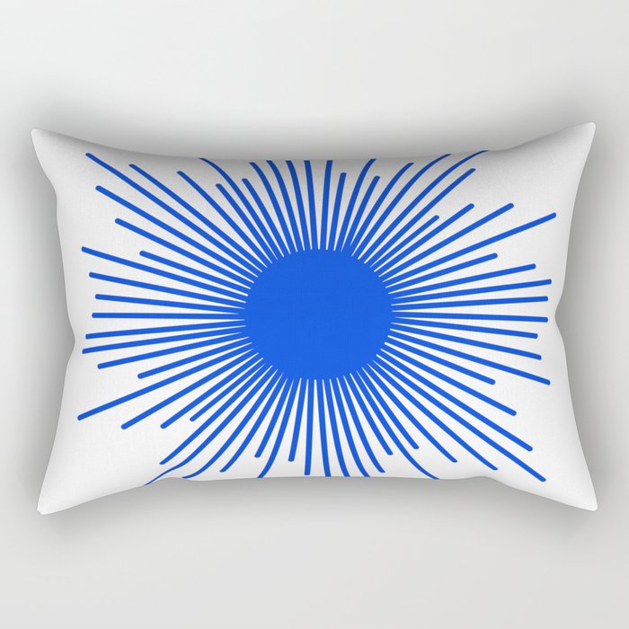 Royal Blue Mid Century Modern Minimal Sunburst Retro Sun Rectangular Pillow Gallery Image 1