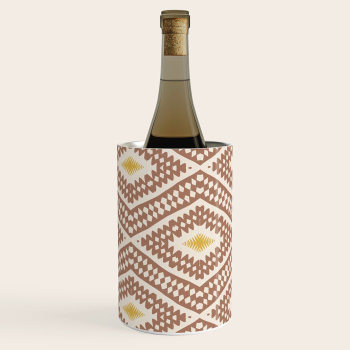Ikat Hand-cut Pattern 2 Inspired by PANTONE 17 1230 Mocha Mousse Wine Chiller Gallery Image 2
