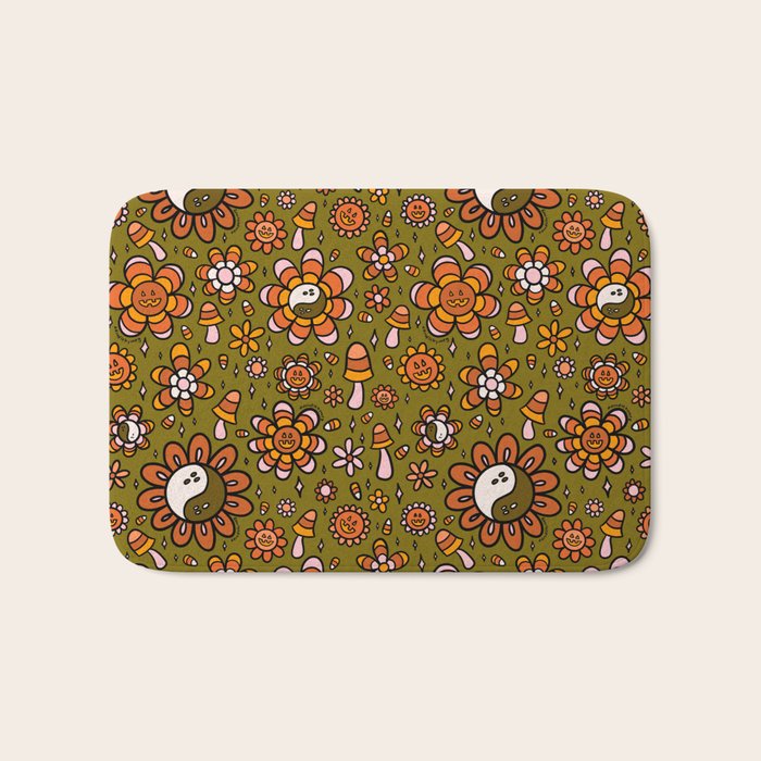 Candy Corn Flower Print Bath Mat Gallery Image 1
