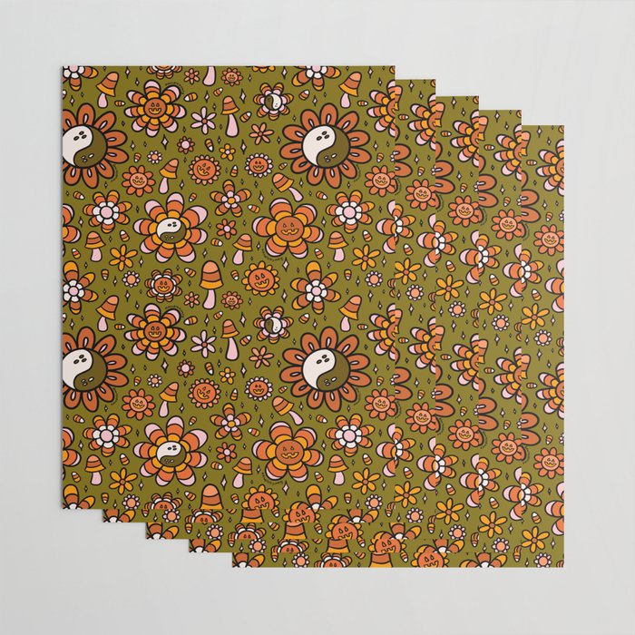 Candy Corn Flower Print Wrapping Paper Gallery Image 3