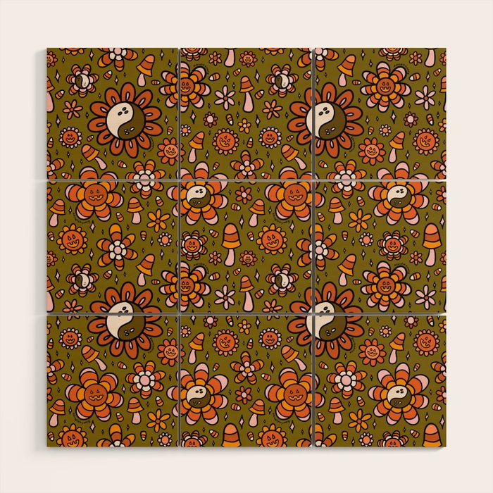 Candy Corn Flower Print Wood Wall Art Gallery Image 1