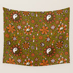 Candy Corn Flower Print Wall Tapestry Gallery Image 4