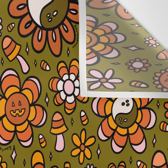 Candy Corn Flower Print Wall Tapestry Gallery Image 3