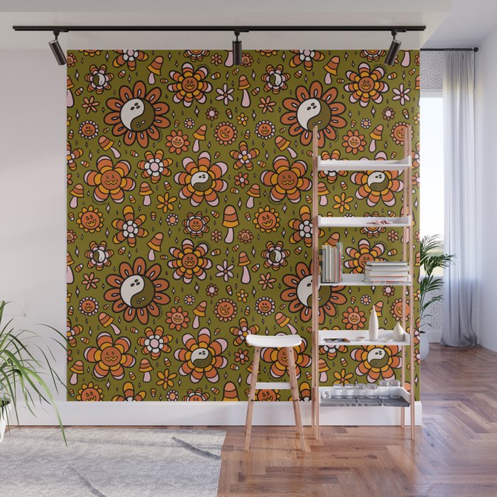 Candy Corn Flower Print Wall Mural Gallery Image 1