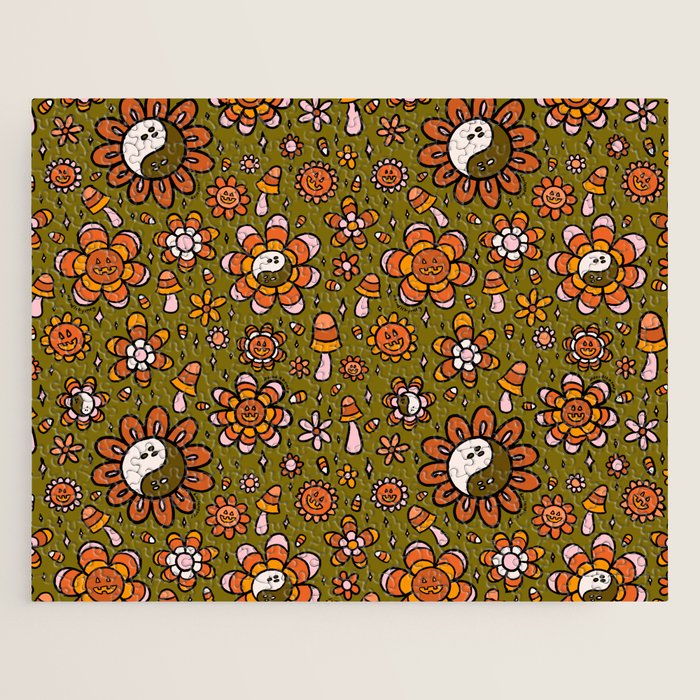 Candy Corn Flower Print Jigsaw Puzzle