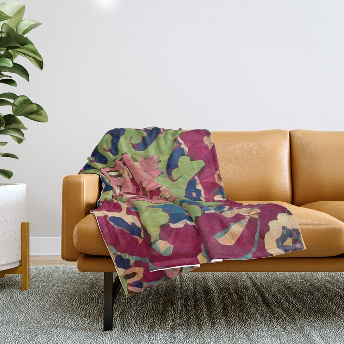 Safavid Rug Detail Abstract Low Poly Geometric Vector Art Throw Blanket Gallery Image 1