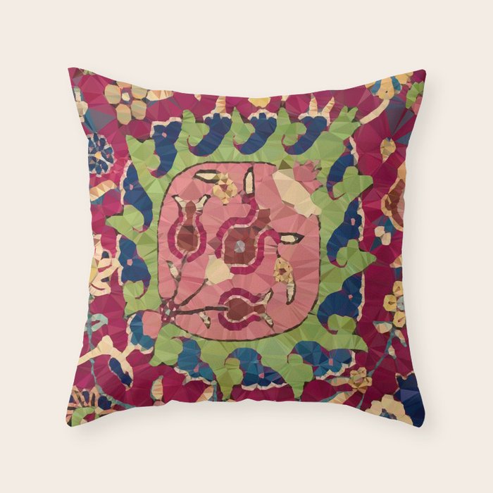 Safavid Rug Detail Abstract Low Poly Geometric Vector Art Throw Pillow Gallery Image 1