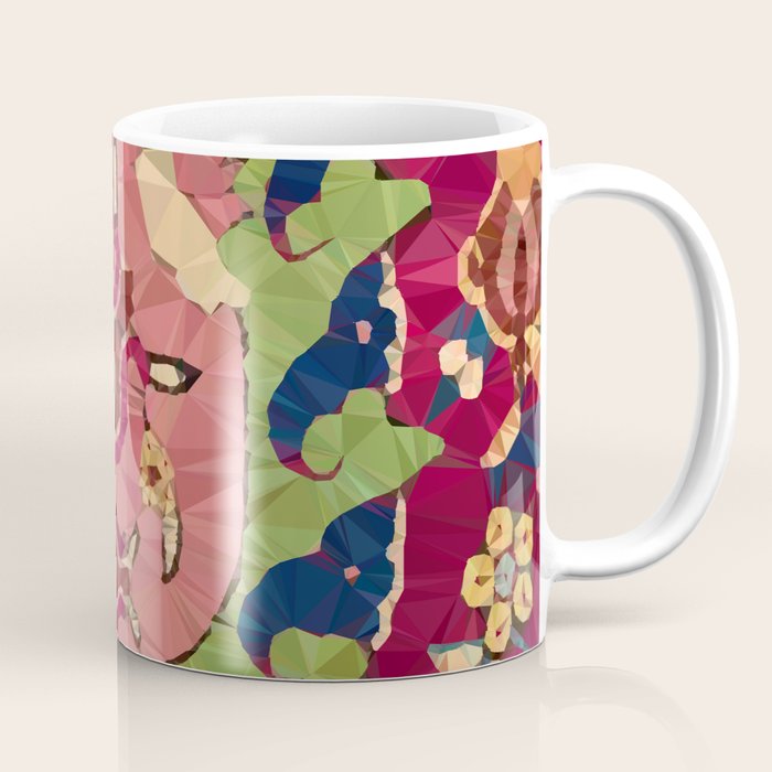 Safavid Rug Detail Abstract Low Poly Geometric Vector Art Coffee Mug Gallery Image 1