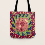 Safavid Rug Detail Abstract Low Poly Geometric Vector Art Tote Bag Gallery Image 1
