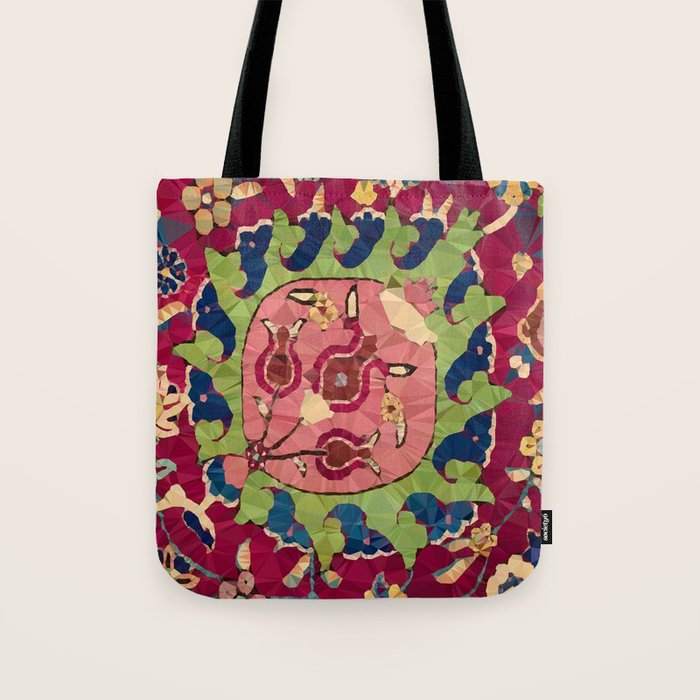 Safavid Rug Detail Abstract Low Poly Geometric Vector Art Tote Bag Gallery Image 1