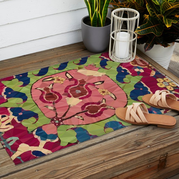 Safavid Rug Detail Abstract Low Poly Geometric Vector Art Outdoor Rug Gallery Image 2