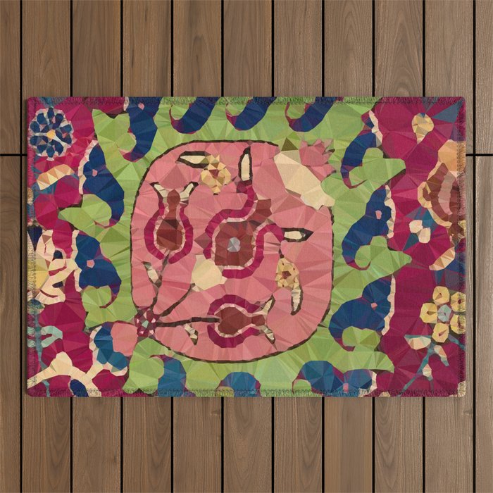 Safavid Rug Detail Abstract Low Poly Geometric Vector Art Outdoor Rug Gallery Image 1