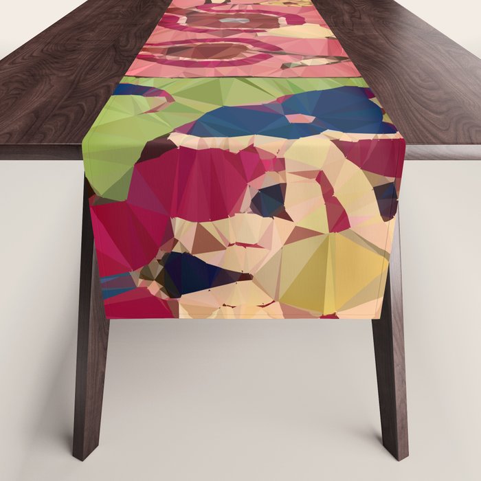 Safavid Rug Detail Abstract Low Poly Geometric Vector Art Table Runner Gallery Image 1