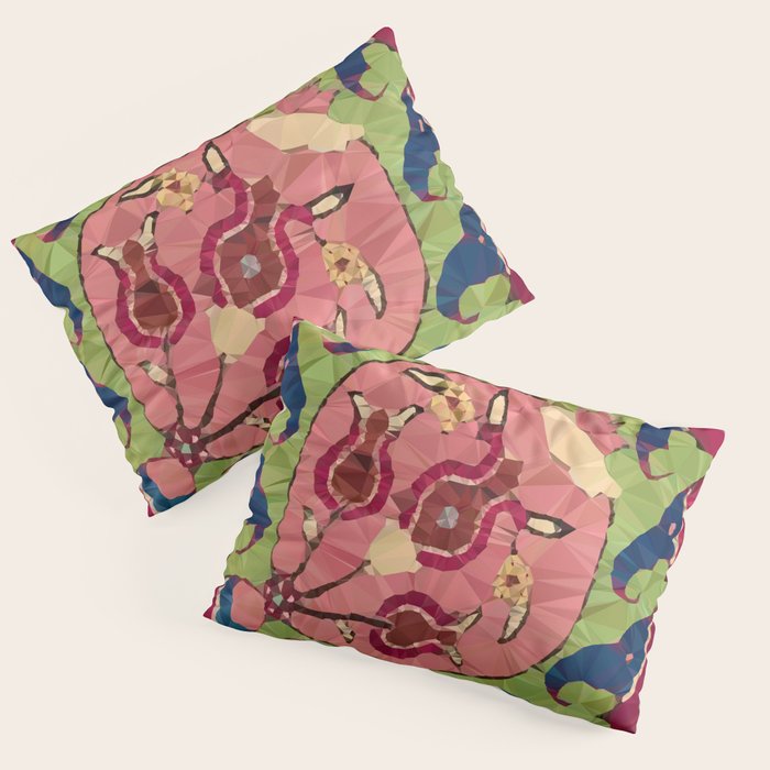 Safavid Rug Detail Abstract Low Poly Geometric Vector Art Pillow Sham Gallery Image 3