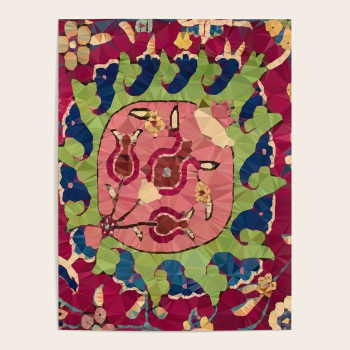 Safavid Rug Detail Abstract Low Poly Geometric Vector Art Poster Gallery Image 1