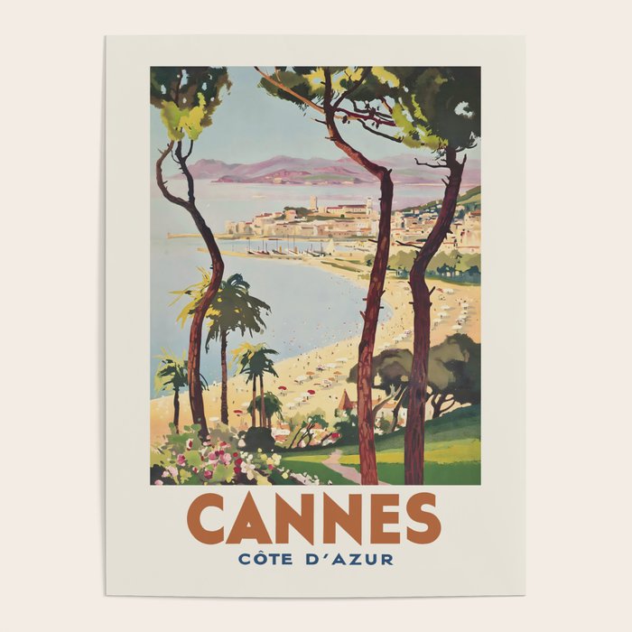 Vintage Travel Poster Cannes Cote D'azur, 1938 Poster Gallery Image 1