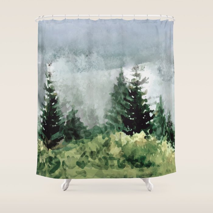 Pine Trees 2 Shower Curtain Gallery Image 1