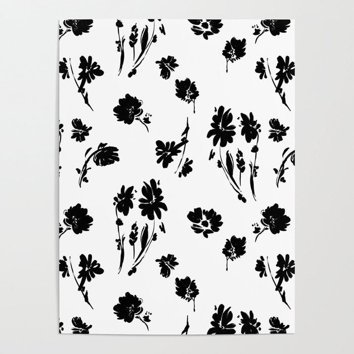 Brushstrokes meadow flowers BN Poster Gallery Image 4