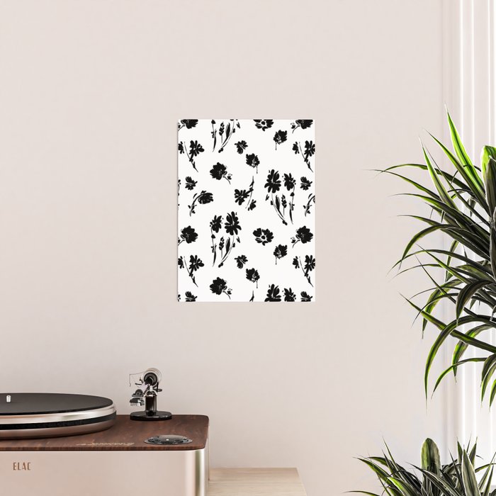 Brushstrokes meadow flowers BN Poster Gallery Image 2
